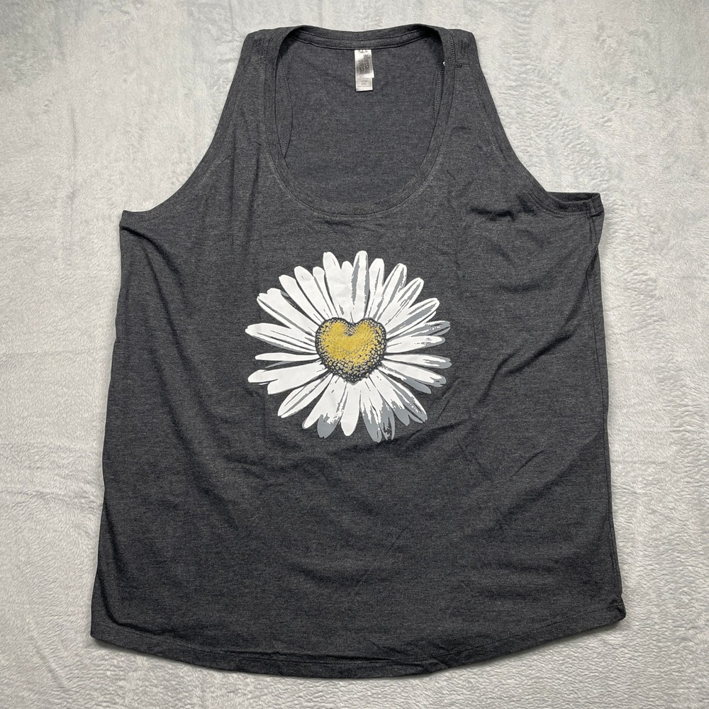 Daisy Heart Instant Message Tank Top Women 2XL Charcoal Gray  Racerback Graphic